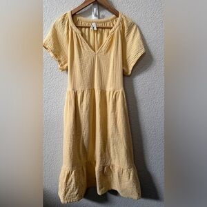 Pact Medium Organic Cotton Coastal Double Gauze Breezy Dress Sungold Yellow